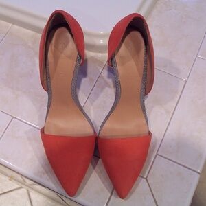 L.A.M.B Suede D'Orsay High Heel Pumps In Orange Size 10